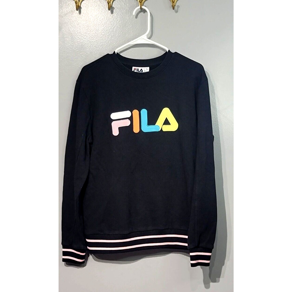 Fila Womens Terry Crewneck Sweatshirt Multicolored Logo Size Large